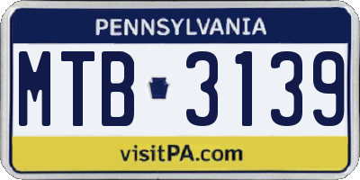 PA license plate MTB3139