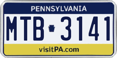 PA license plate MTB3141