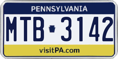 PA license plate MTB3142