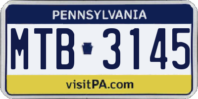 PA license plate MTB3145