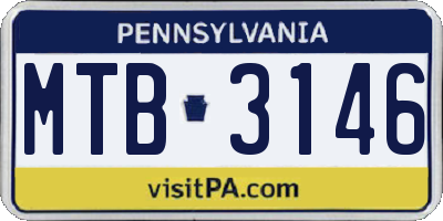 PA license plate MTB3146