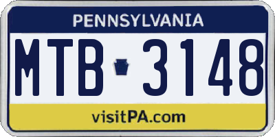 PA license plate MTB3148