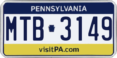 PA license plate MTB3149