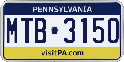 PA license plate MTB3150