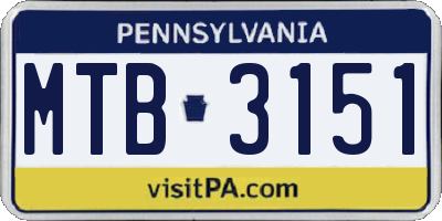 PA license plate MTB3151