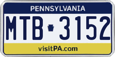PA license plate MTB3152