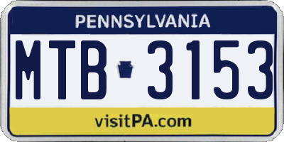 PA license plate MTB3153