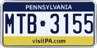 PA license plate MTB3155