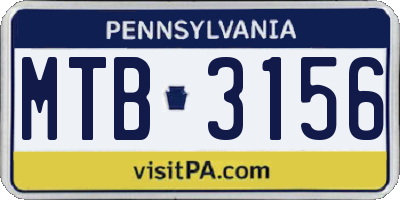 PA license plate MTB3156