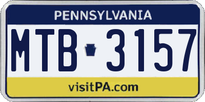PA license plate MTB3157
