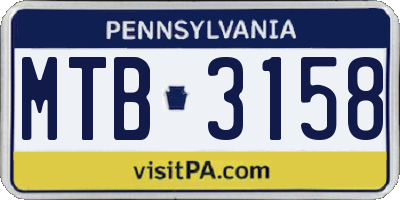 PA license plate MTB3158