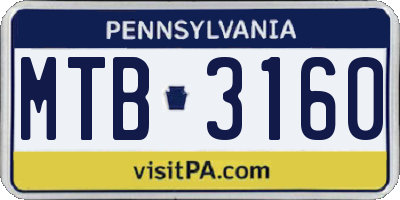 PA license plate MTB3160