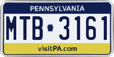PA license plate MTB3161