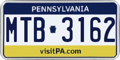 PA license plate MTB3162