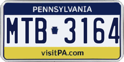 PA license plate MTB3164
