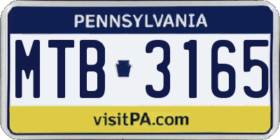 PA license plate MTB3165