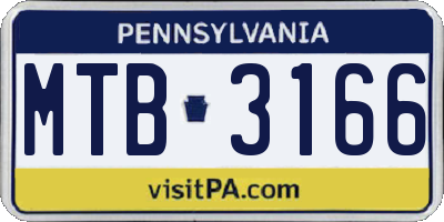 PA license plate MTB3166