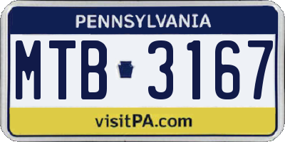 PA license plate MTB3167