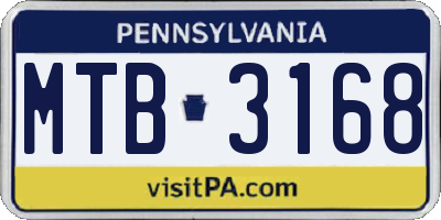 PA license plate MTB3168