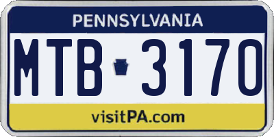 PA license plate MTB3170