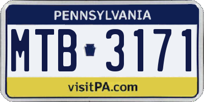 PA license plate MTB3171