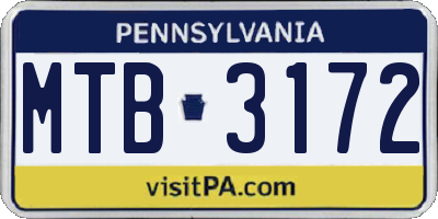 PA license plate MTB3172