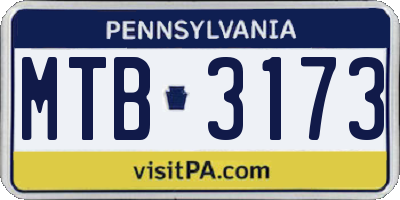 PA license plate MTB3173