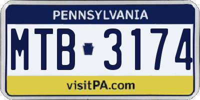 PA license plate MTB3174