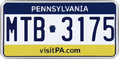 PA license plate MTB3175