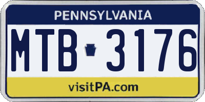 PA license plate MTB3176