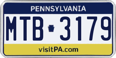 PA license plate MTB3179
