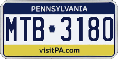 PA license plate MTB3180