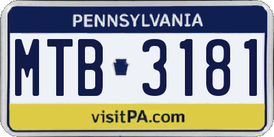 PA license plate MTB3181