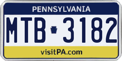 PA license plate MTB3182