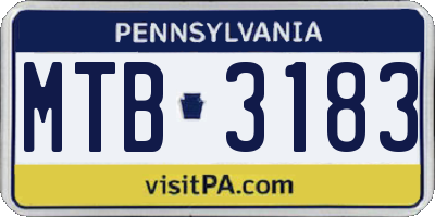 PA license plate MTB3183