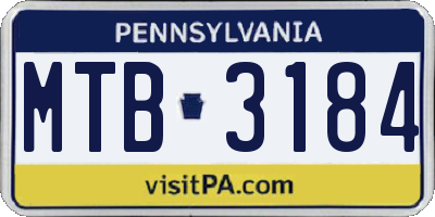 PA license plate MTB3184