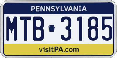 PA license plate MTB3185