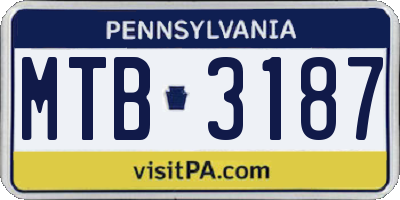 PA license plate MTB3187