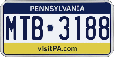 PA license plate MTB3188