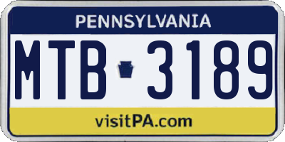 PA license plate MTB3189