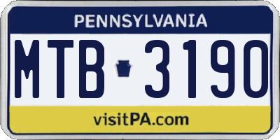 PA license plate MTB3190
