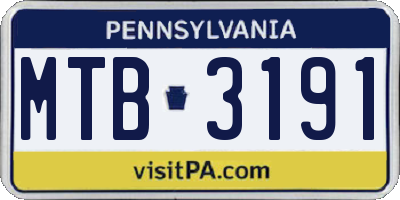 PA license plate MTB3191