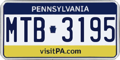 PA license plate MTB3195