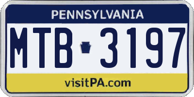 PA license plate MTB3197