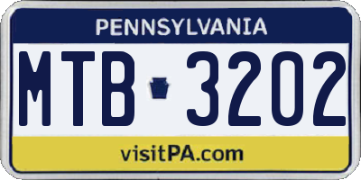 PA license plate MTB3202