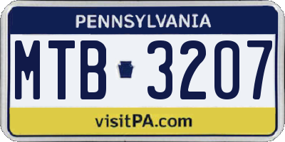 PA license plate MTB3207
