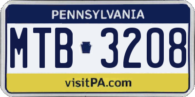 PA license plate MTB3208