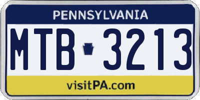 PA license plate MTB3213