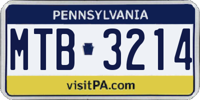 PA license plate MTB3214