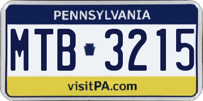 PA license plate MTB3215